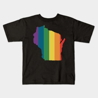 Wisconsin State Rainbow Kids T-Shirt